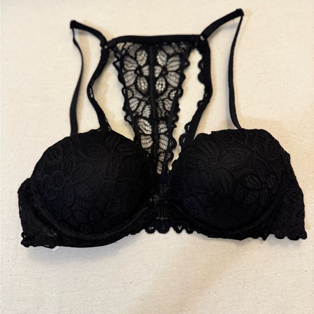 PINK Victoria's Secret Black Lace Racerback Bra 34B